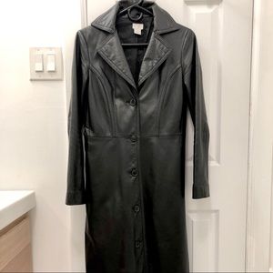 Black Leather Trench Coat